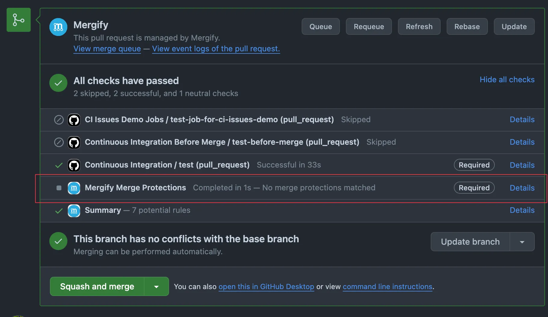 GitHub required checks